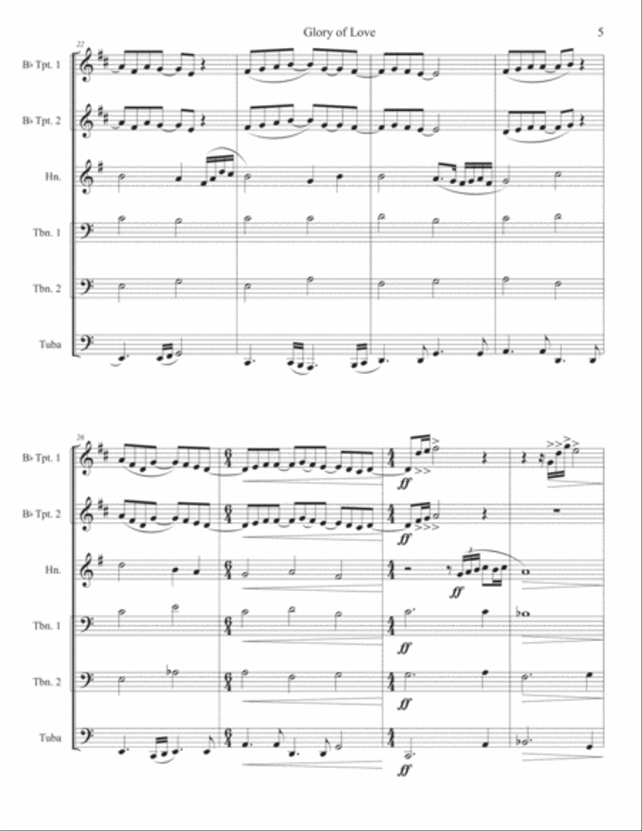 Glory Of Love Theme from KARATE KID PART II Brass Ensemble scores gallery preview page 5