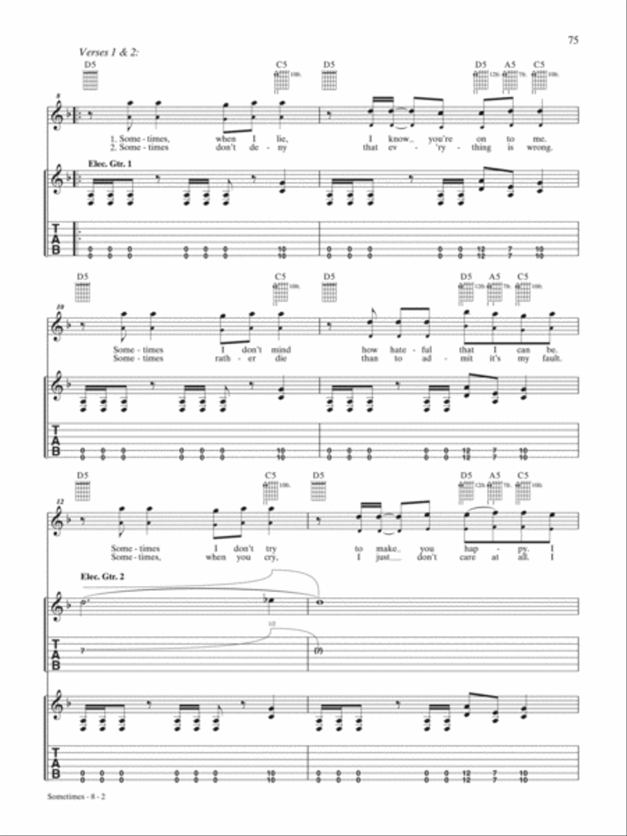 Sometimes Guitar Tablature scores gallery preview page 2