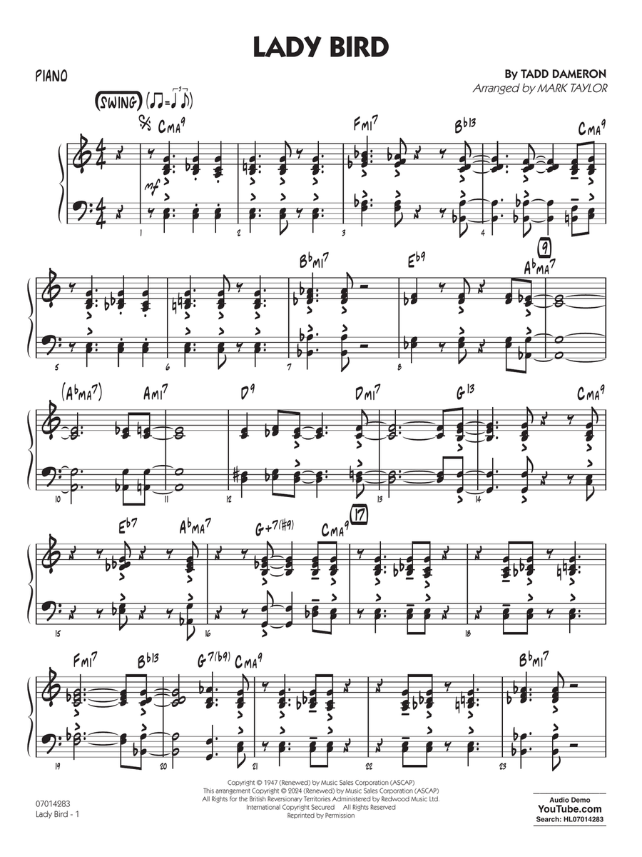 Lady Bird (arr. Mark Taylor) - Piano