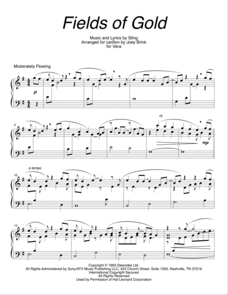 Fields Of Gold Fields Of Gold Glockenspiel scores gallery preview page 1