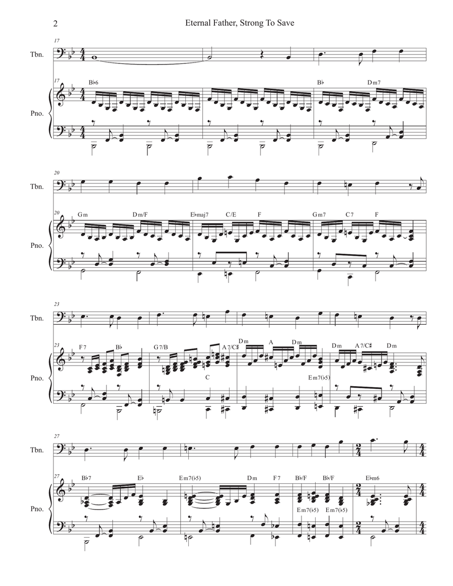 Eternal Father, Strong To Save (The Navy Hymn) (Trombone solo and Piano) Piano scores gallery preview page 2