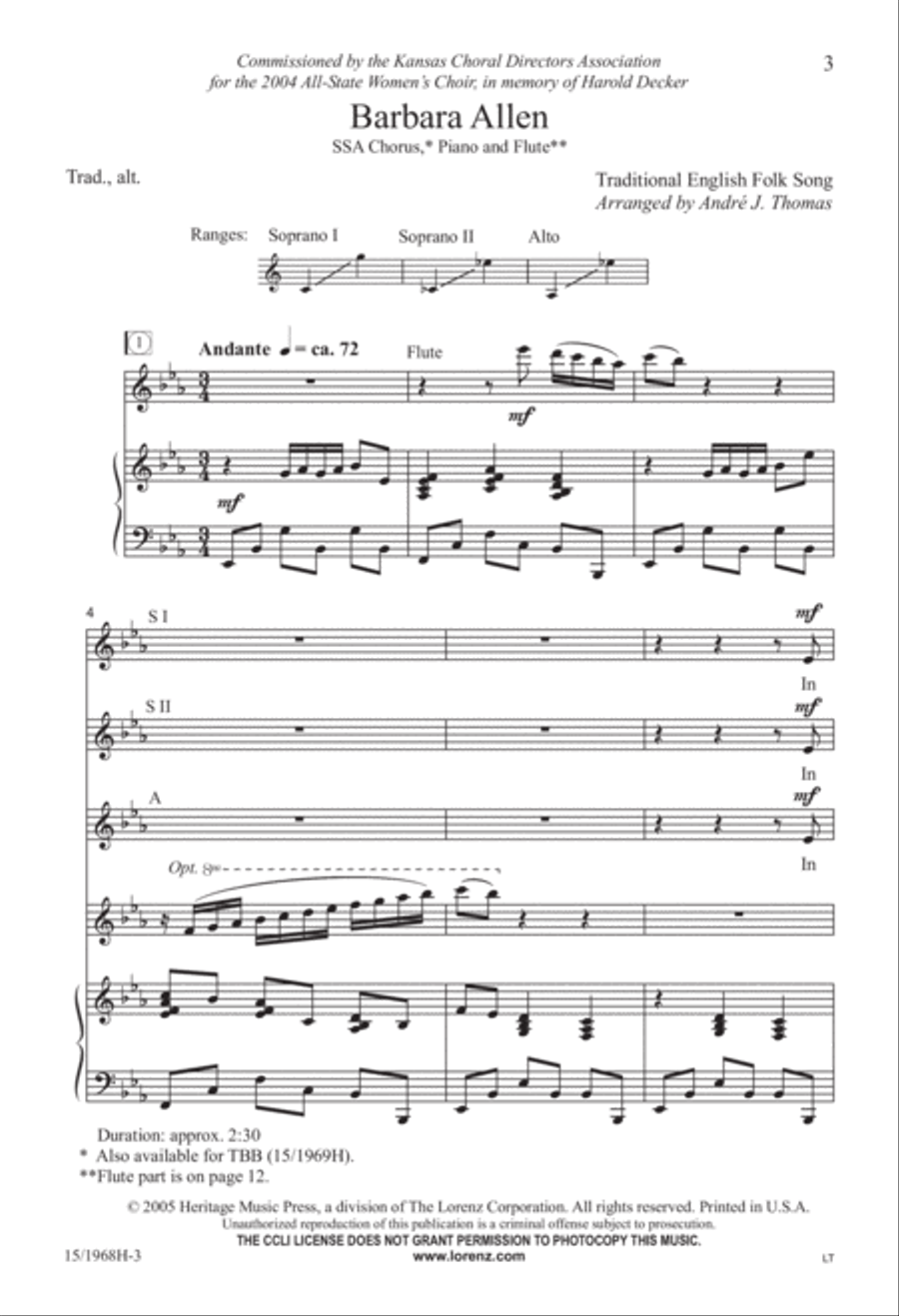 Barbara Allen SSA scores gallery preview page 3