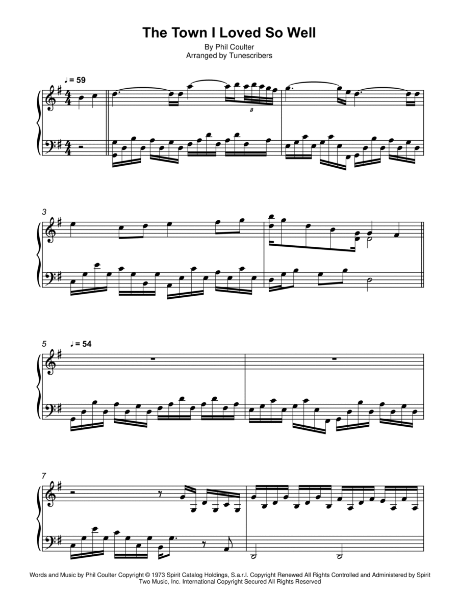 The Town I Loved So Well Piano Solo scores gallery preview page 1