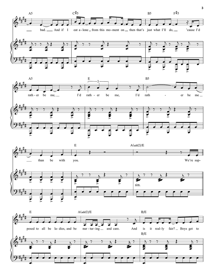 I'd Rather Be Me (from Mean Girls: The Broadway Musical) Voice scores gallery preview page 3