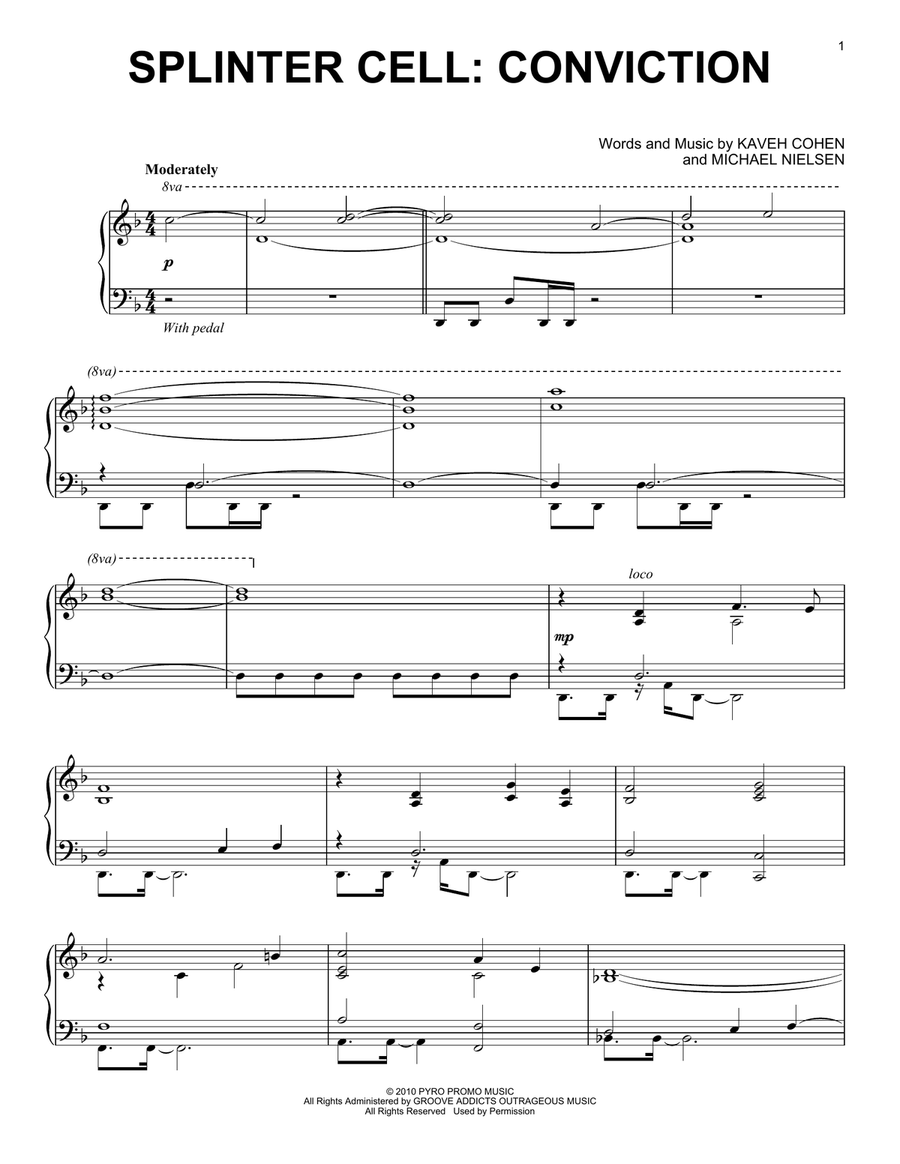 Splinter Cell: Conviction Piano Solo scores gallery preview page 1