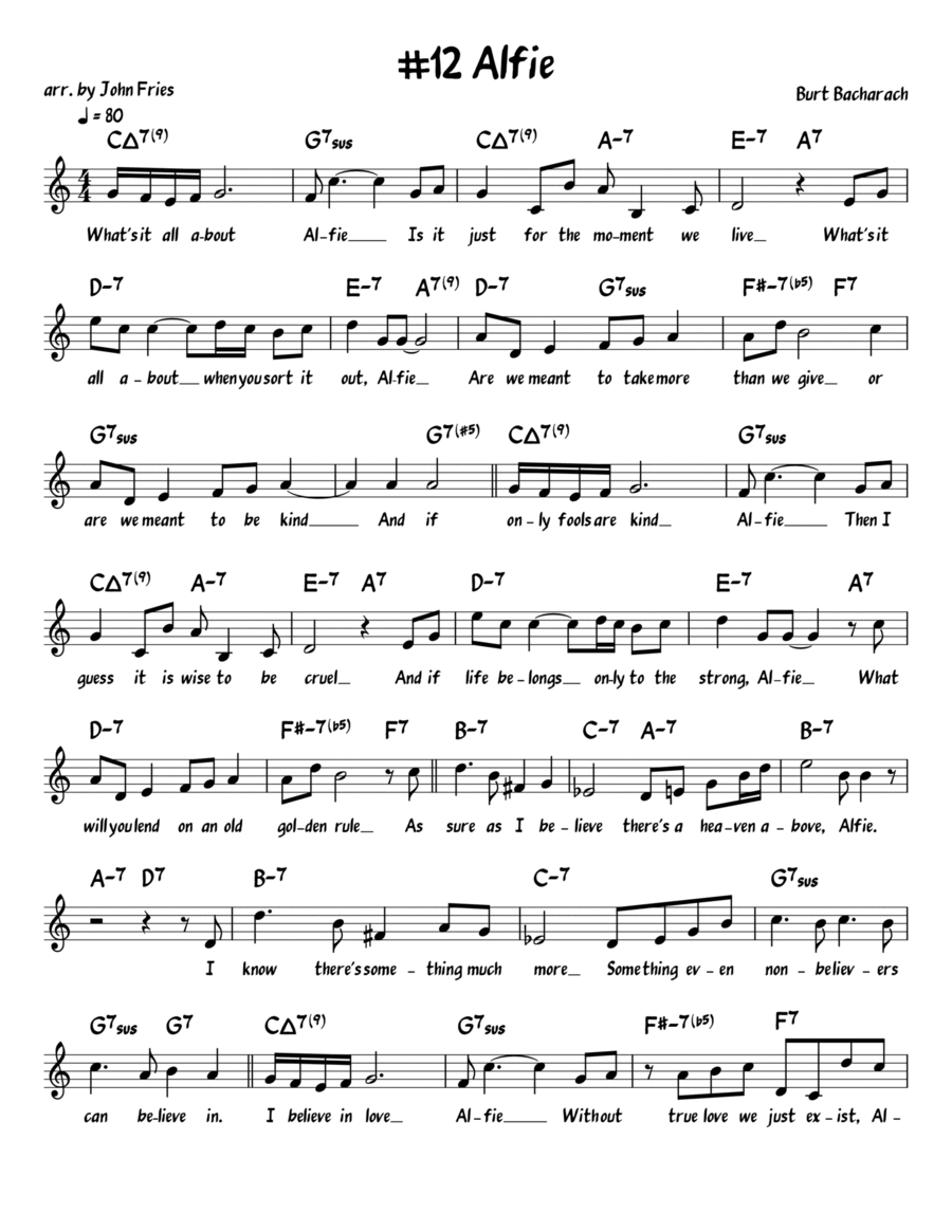 Alfie Piano, Vocal, Guitar scores gallery preview page 1