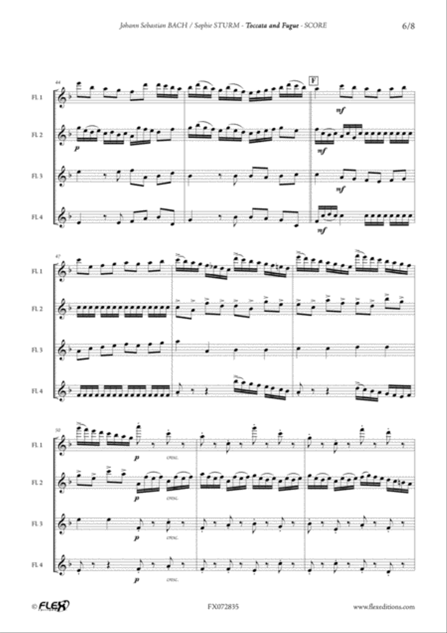 Toccata and Fugue Toccata and Fugue Flute Quartet scores gallery preview page 6