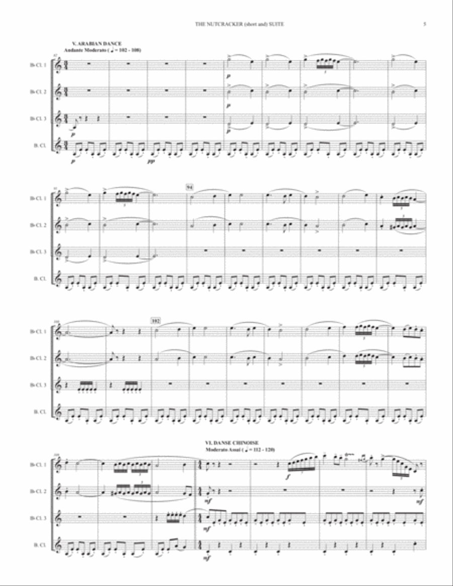 THE NUTCRACKER (short and) SUITE - for clarinet quartet Clarinet Quartet scores gallery preview page 5