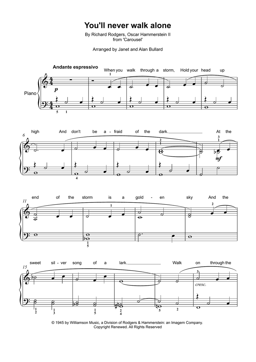 You'll Never Walk Alone Easy Piano scores gallery preview page 1