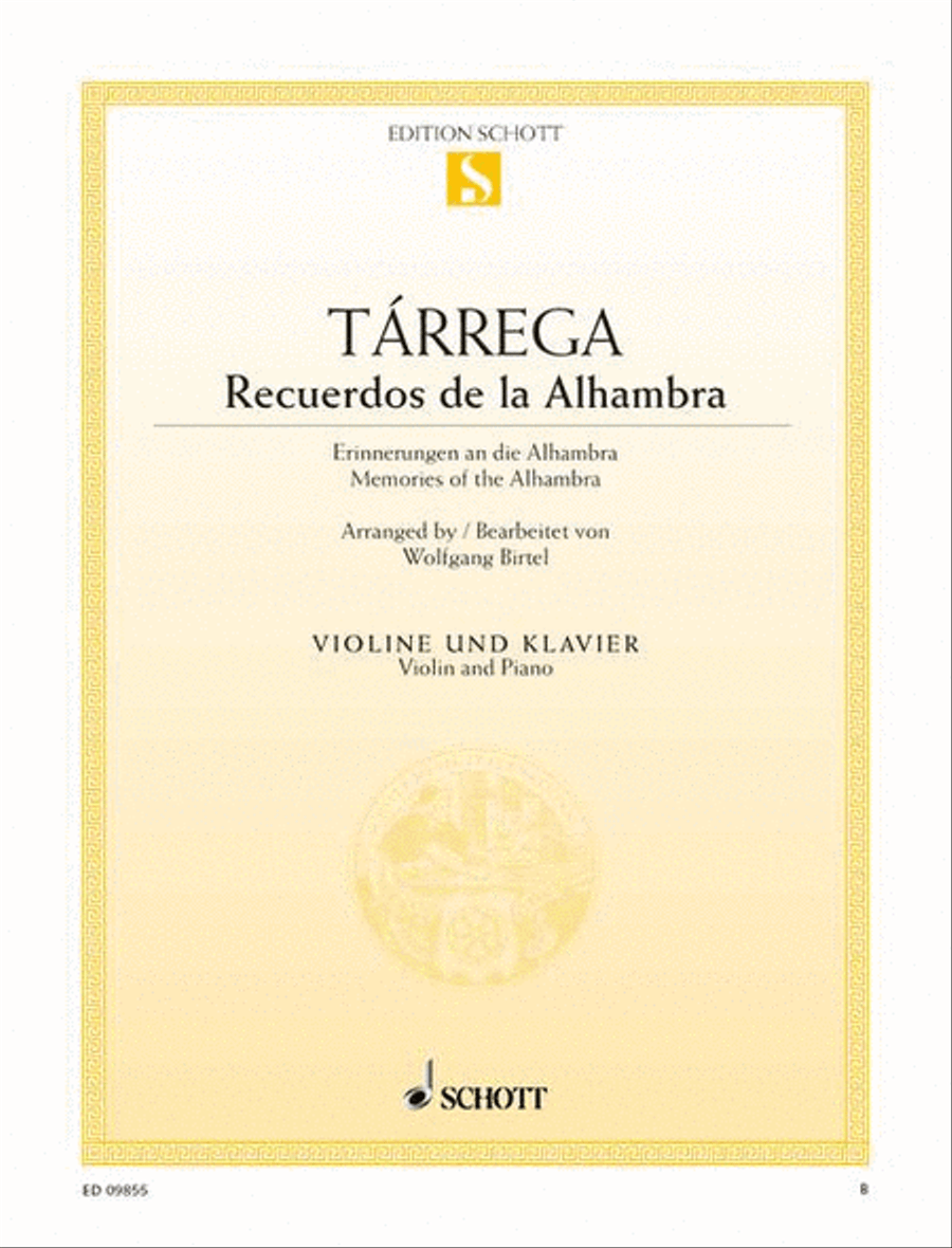 Recuerdos de la Alhambra Recuerdos de la Alhambra Violin Solo scores gallery preview page 1