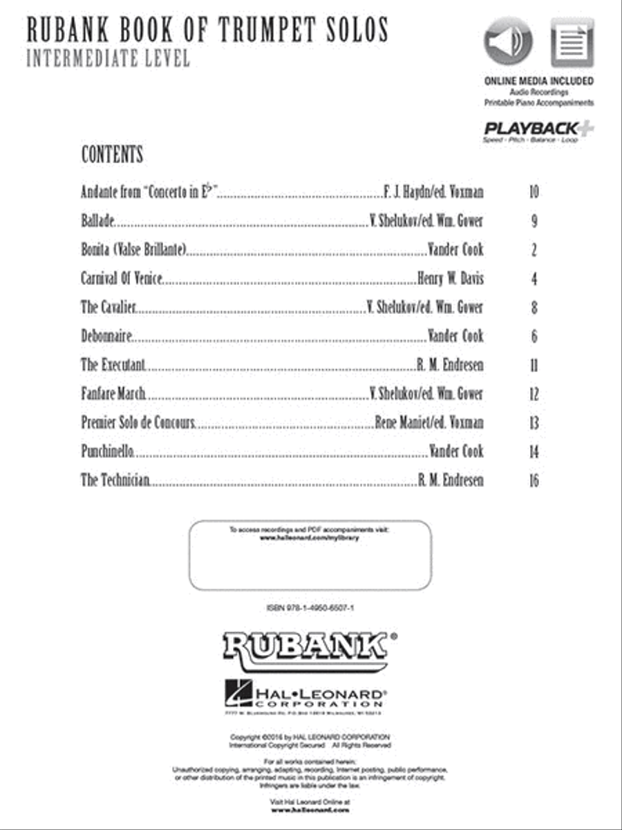 Rubank Book of Trumpet Solos – Intermediate Level Trumpet Solo scores gallery preview page 2