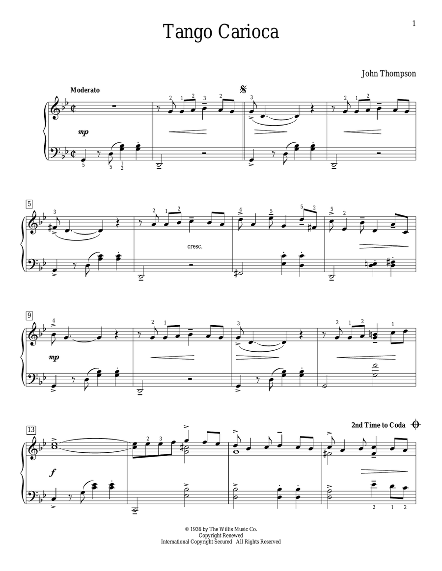 Tango Carioca Piano Method scores gallery preview page 1