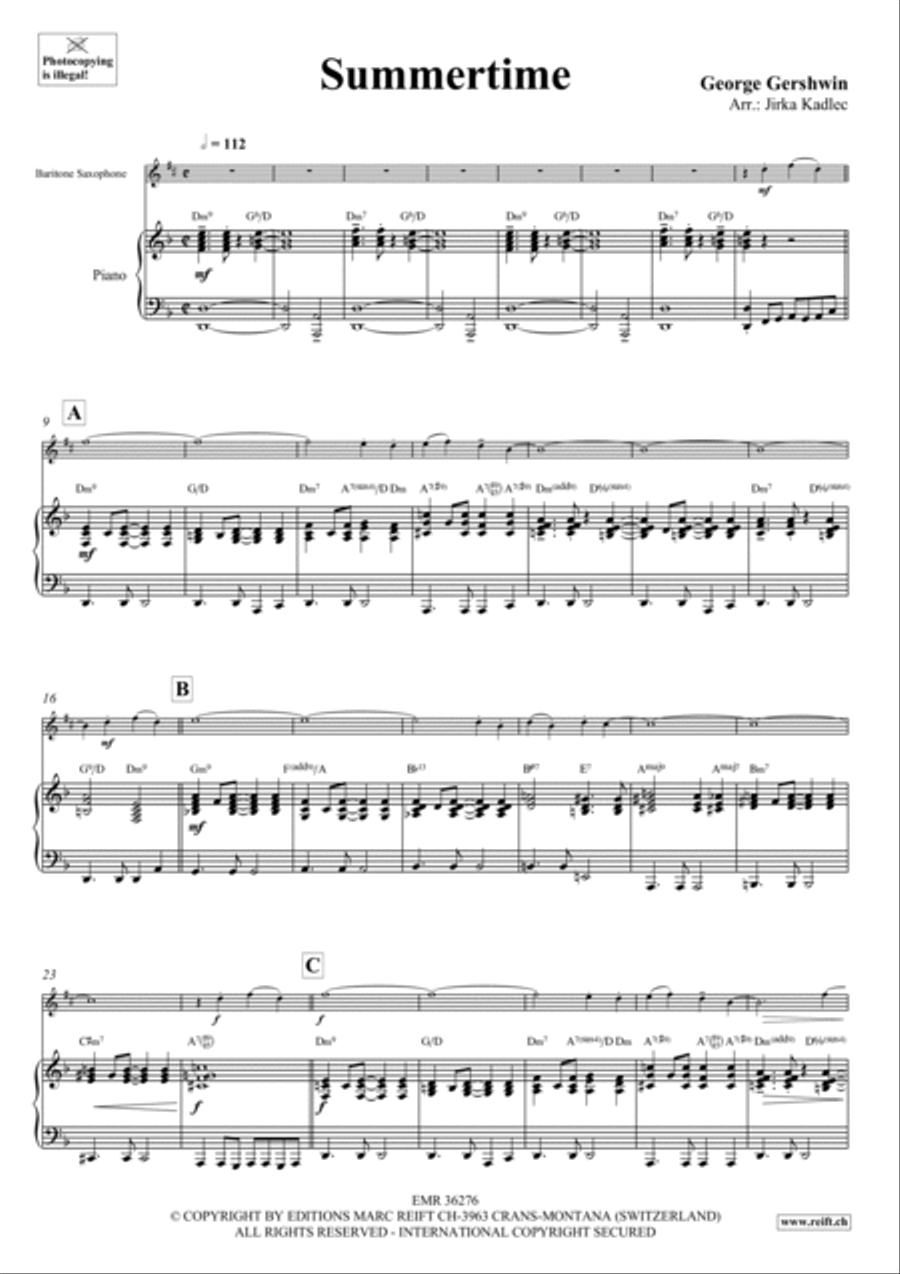 Summertime Summertime Baritone Saxophone scores gallery preview page 4