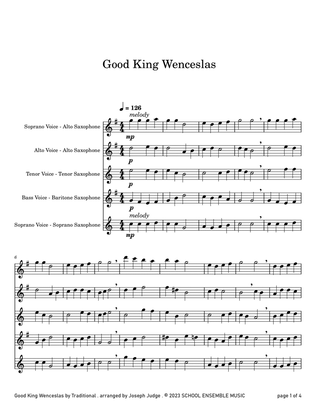 Good King Wenceslas for Saxophone Quartet in Schools