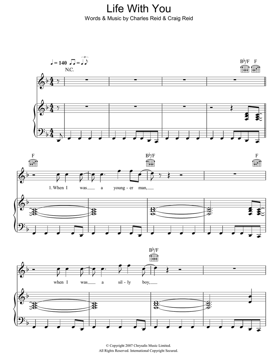 Life With You Life With You Piano, Vocal, Guitar scores gallery preview page 1