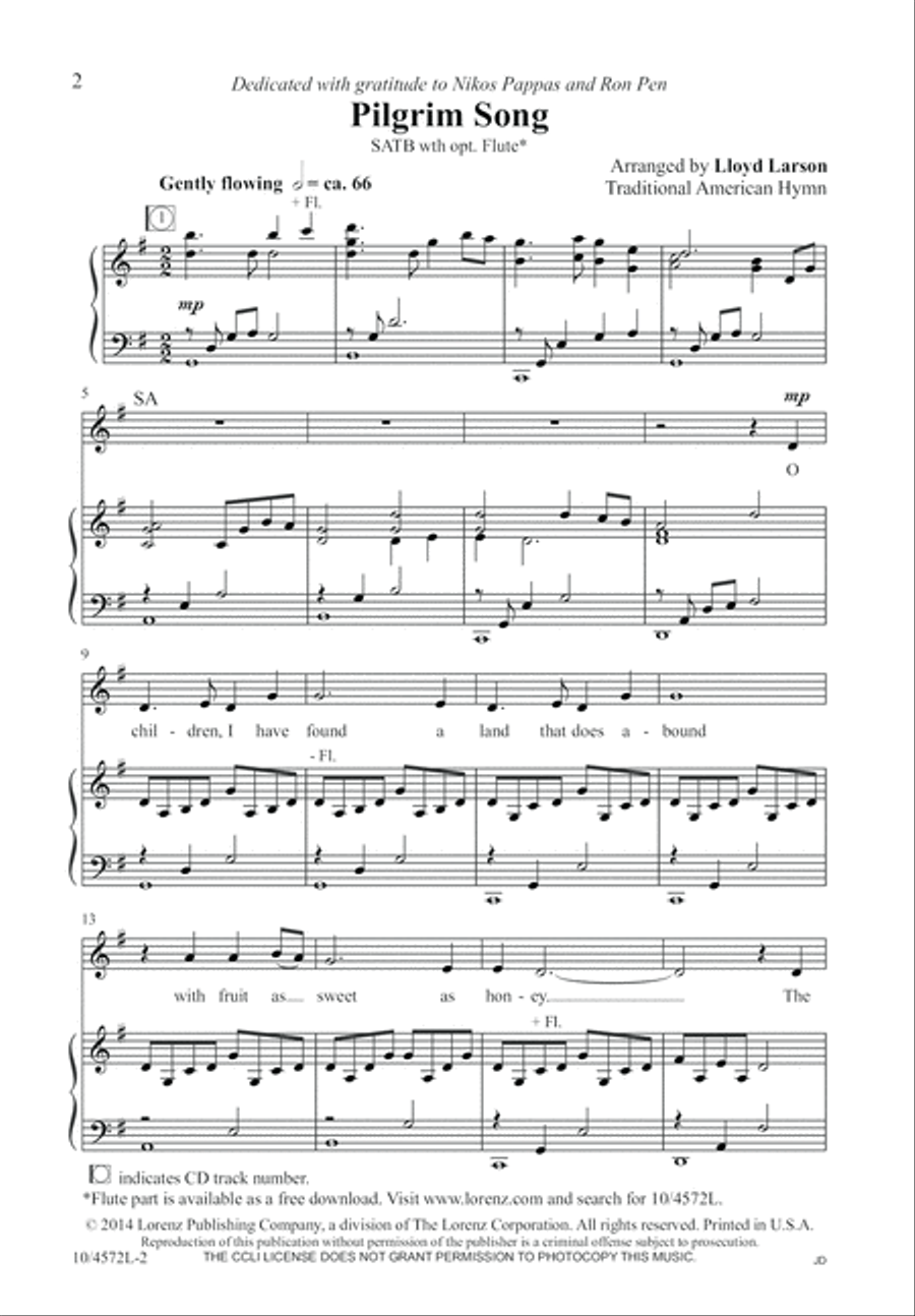Pilgrim Song 4-Part scores gallery preview page 2