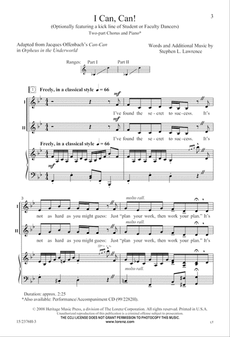 I Can, Can! 2-Part scores gallery preview page 3