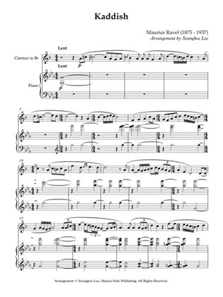 Ravel: Kaddish for Clarinet and Piano