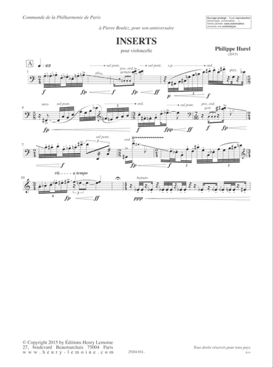 Inserts - Hommage à Pierre Boulez Cello scores gallery preview page 2