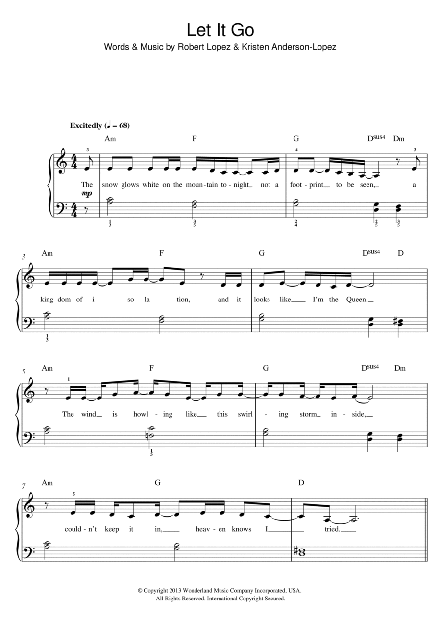 Idina menzel let outlet it go piano
