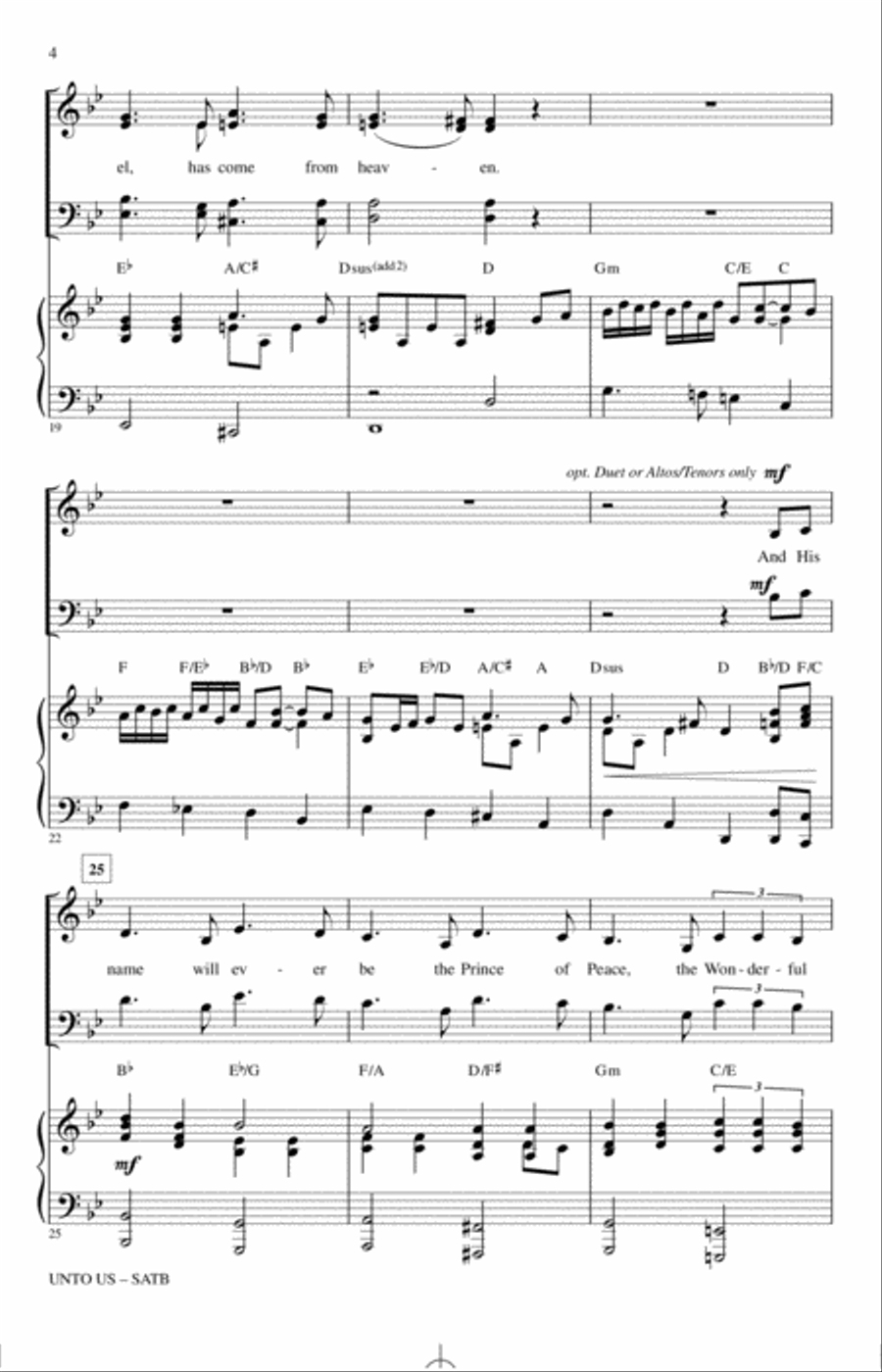 Unto Us Unto Us 4-Part scores gallery preview page 3