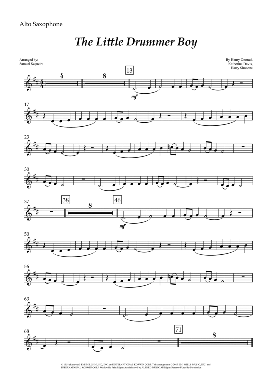 The Little Drummer Boy Alto Saxophone scores gallery preview page 1