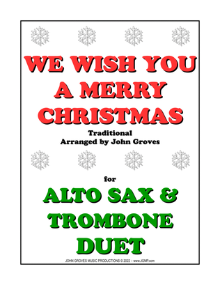 Book cover for We Wish You A Merry Christmas - Alto Sax & Trombone Duet