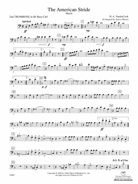 The American Stride: (wp) 2nd B-flat Trombone B.C.