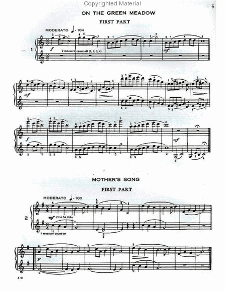 Alexander Gretchaninoff - On the Green Meadow Piano Duet scores gallery preview page 2