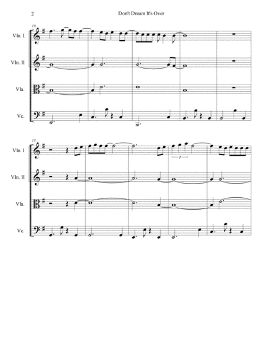 Don't Dream It's Over String Quartet scores gallery preview page 2