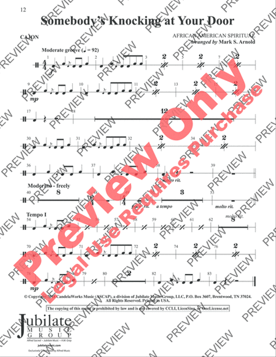Somebody's Knocking at Your Door Handbell Choir scores gallery preview page 12