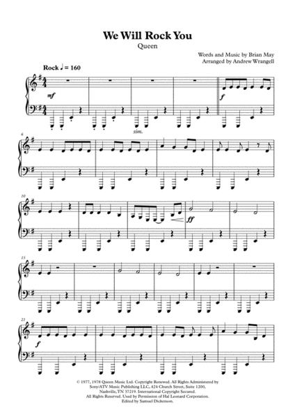 We Will Rock You (Easy Piano) image number null