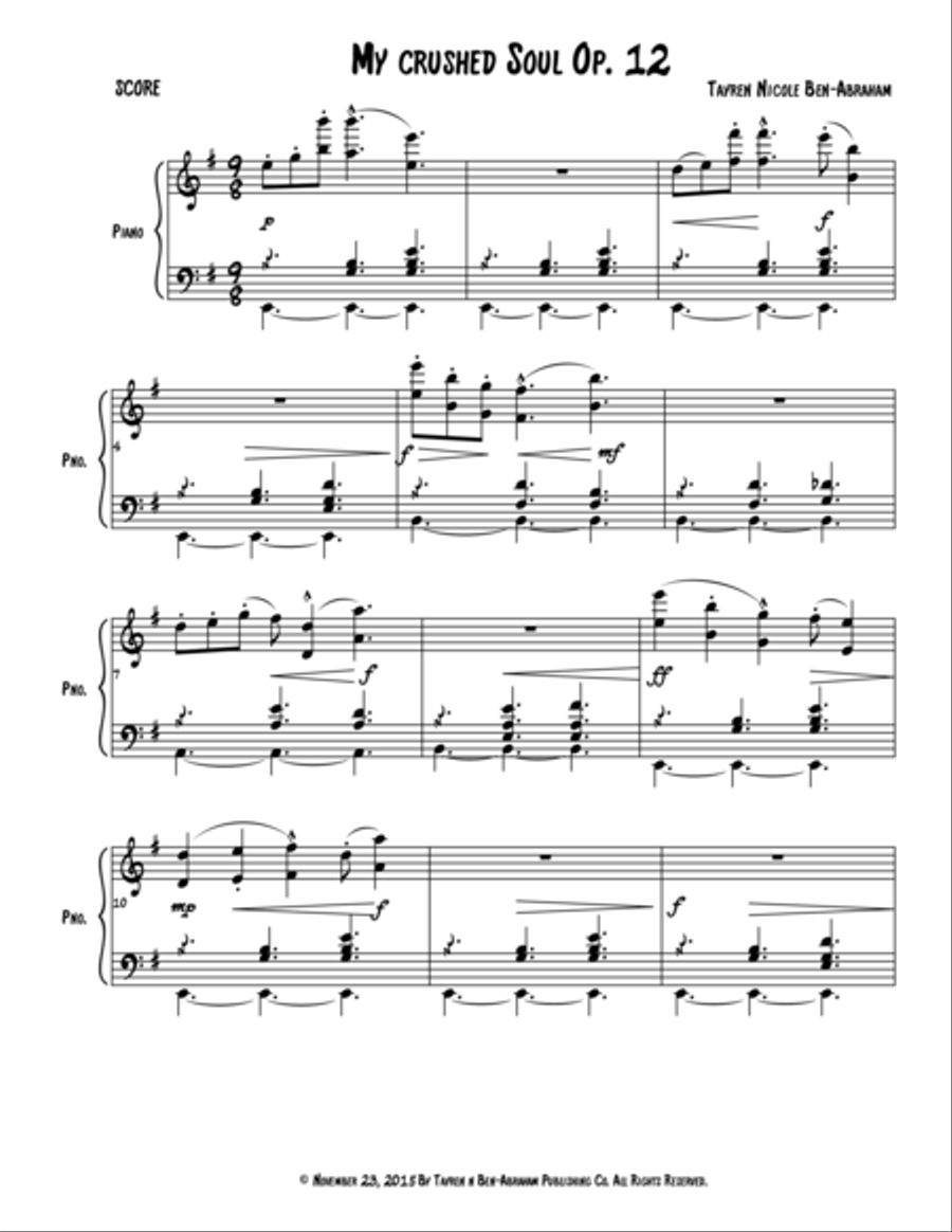 My Crushed Soul Piano Solo scores gallery preview page 1