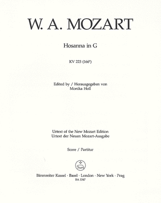 Book cover for Hosanna G major, KV 223 (166e)