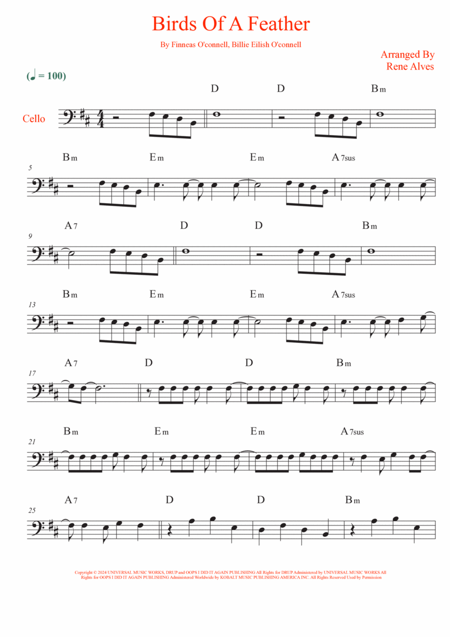 Birds Of A Feather Cello Solo scores gallery preview page 1