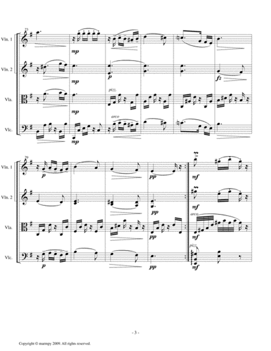 Slavonic Dance no.2 by Dvorak (arranged for string quartet)