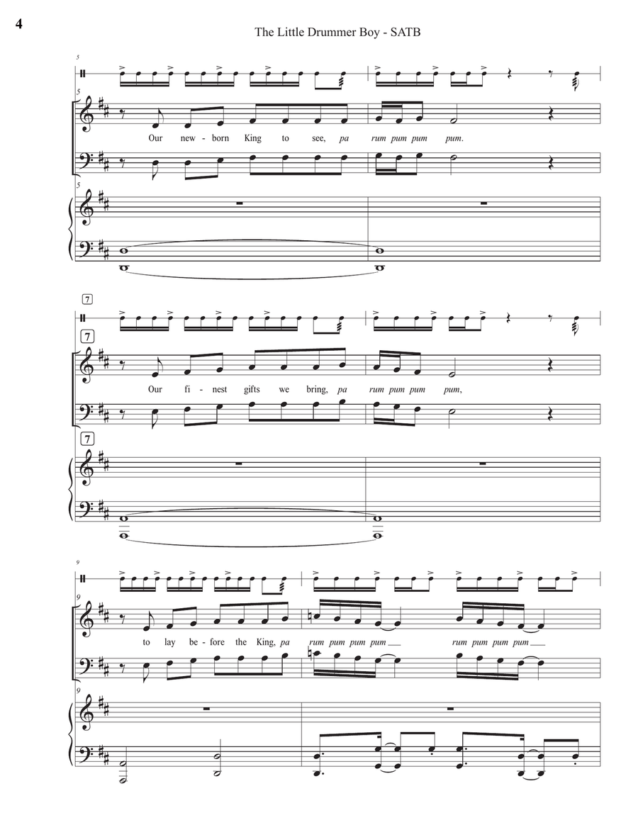 The Little Drummer Boy 4-Part scores gallery preview page 4