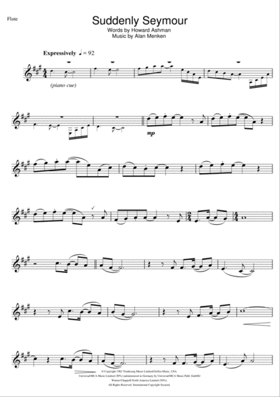 Suddenly Seymour (from Little Shop of Horrors) Flute Solo scores gallery preview page 1