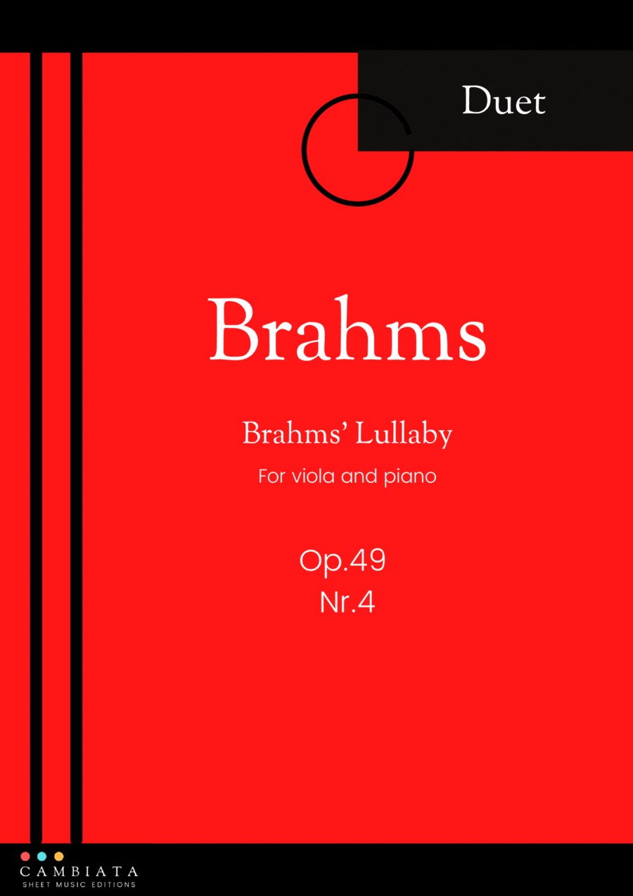 Brahms' Lullaby - Solo viola and piano accompaniment (Easy) Piano scores gallery preview page 1