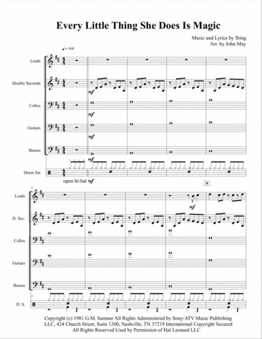 Every Little Thing She Does Is Magic Percussion Ensemble scores gallery preview page 3