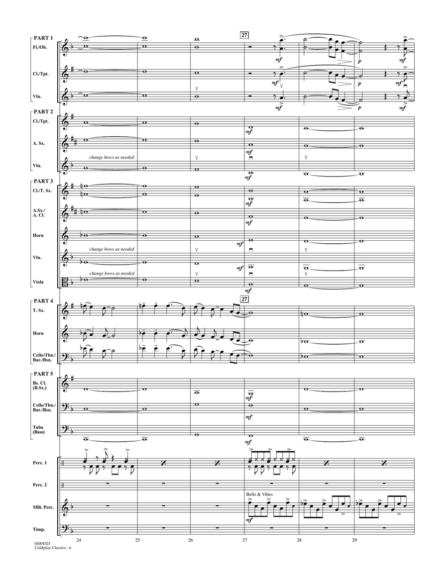 Coldplay Classics - Conductor Score (Full Score) Concert Band scores gallery preview page 6