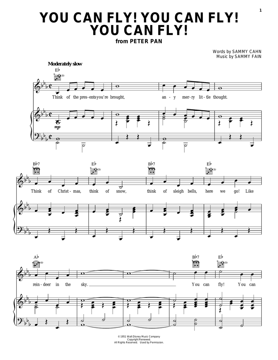 You Can Fly! You Can Fly! You Can Fly! (from Peter Pan) Piano, Vocal, Guitar scores gallery preview page 1