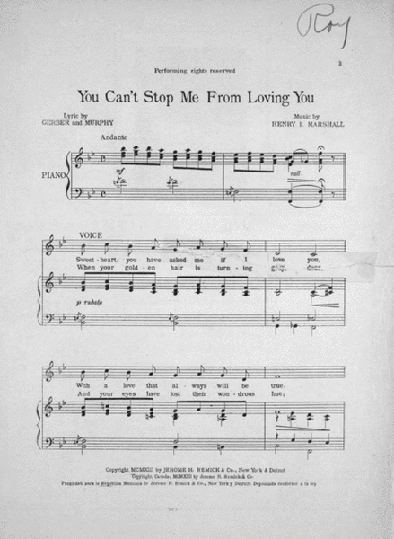 You Can't Stop Me From Loving You. Song