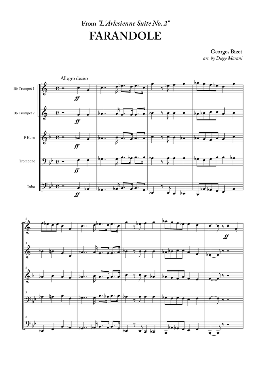 Farandole from "L'Arlesienne Suite No. 2" for Brass Quintet image number null