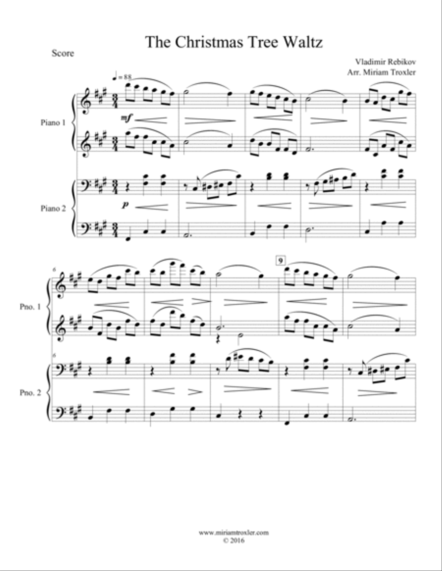 The Christmas Tree Waltz for Piano Duo Piano Duet scores gallery preview page 2