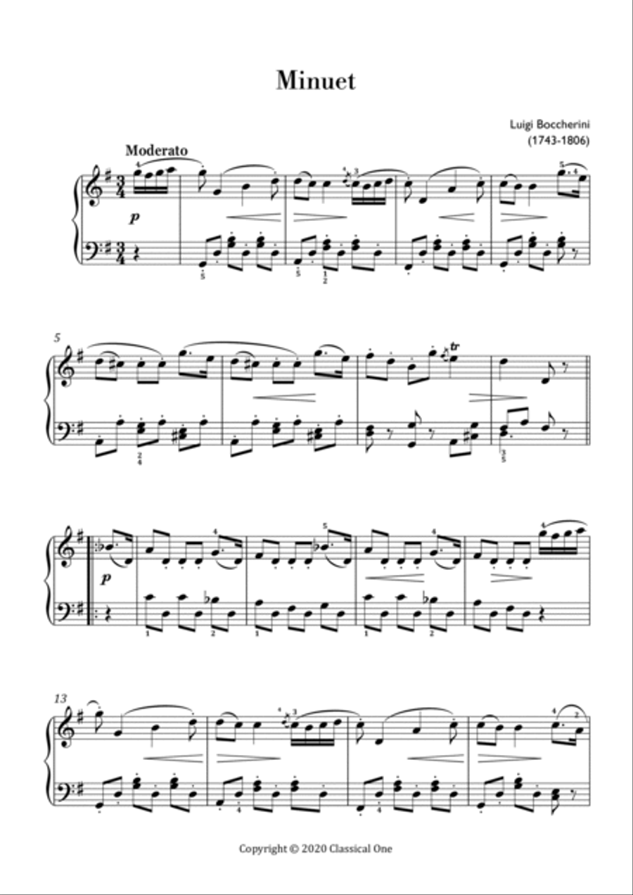 Boccherini - Minuet(Easy piano version) Easy Piano scores gallery preview page 2