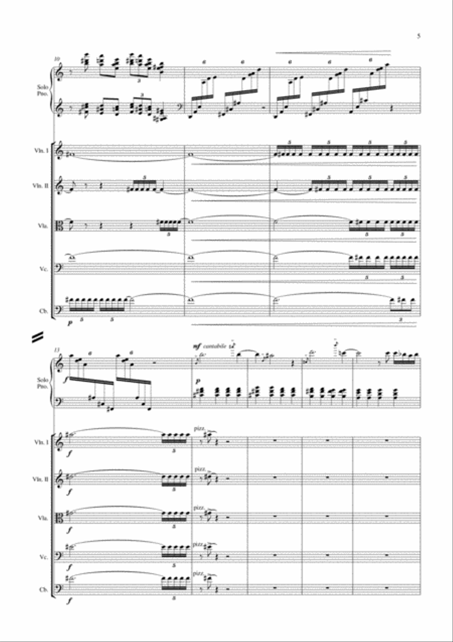 Carson Cooman: Piano Concerto (2005) for solo piano and strings, score only Chamber Orchestra scores gallery preview page 5