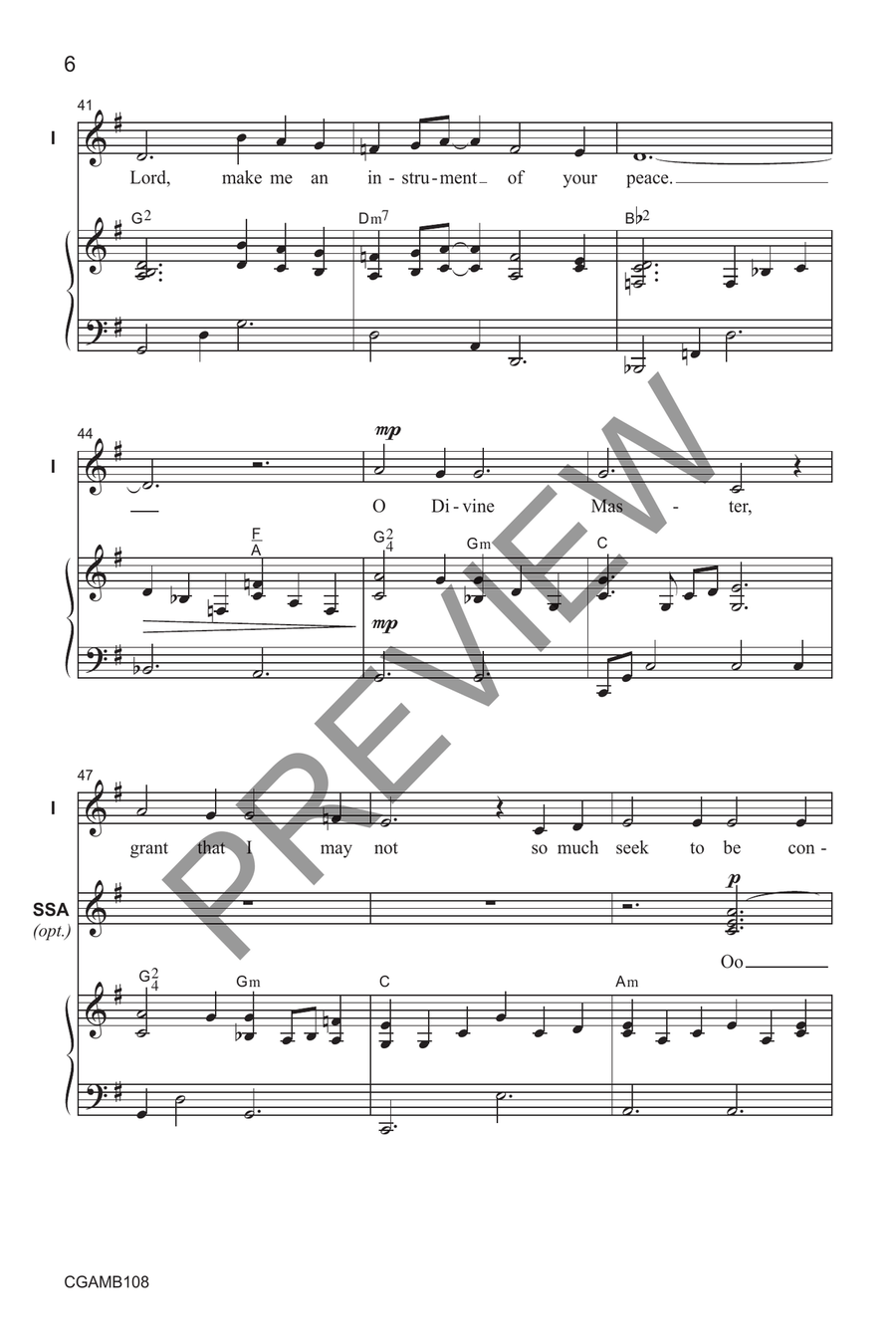Lord, Make Me an Instrument of Your Peace (Unison with opt. SSA) SSA scores gallery preview page 6