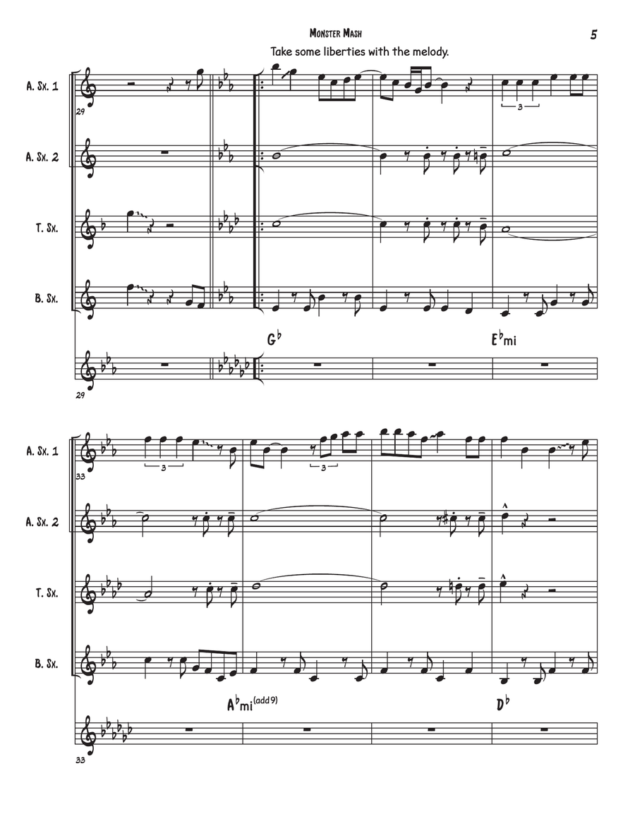 Monster Mash Monster Mash Saxophone Quartet scores gallery preview page 6
