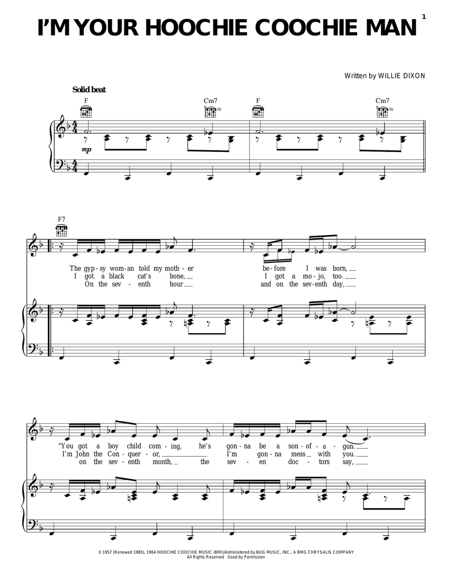 I'm Your Hoochie Coochie Man Piano, Vocal, Guitar scores gallery preview page 1